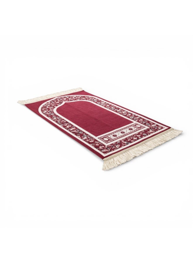 Extra Large Premium Prayer Mat 75 by 160 cm – Classic Mihrab Design with Free Prayer Beads - Image 1
